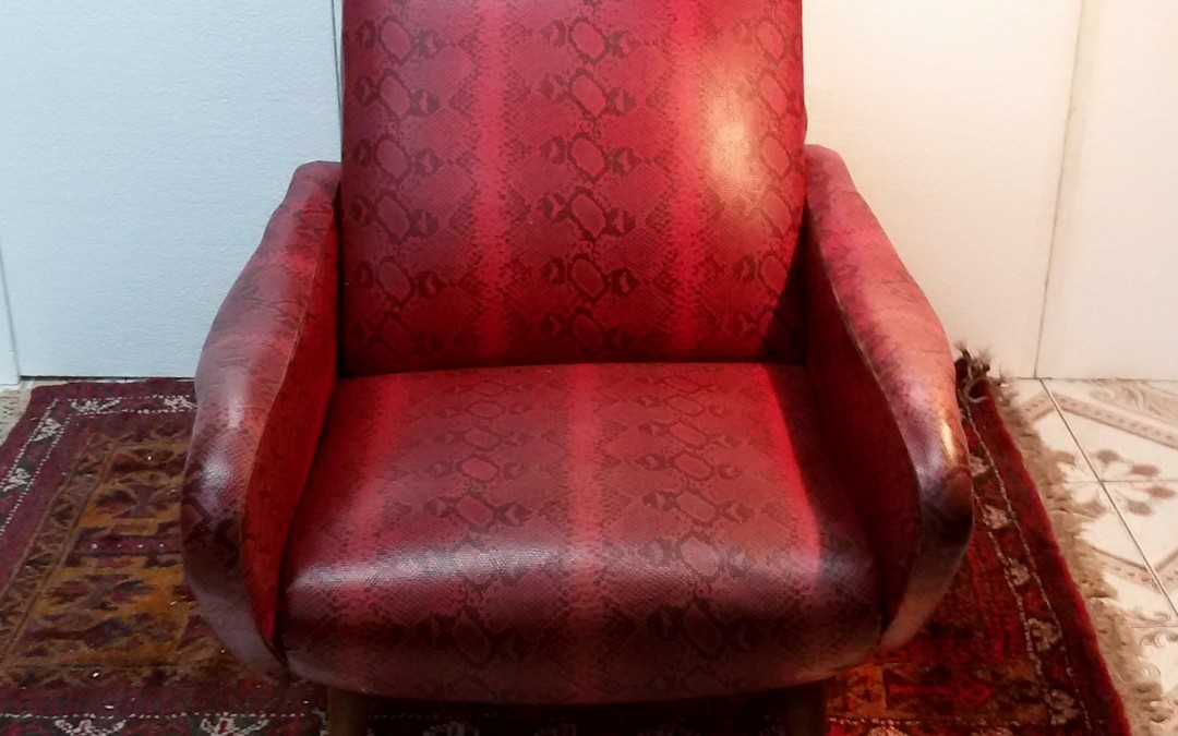poltrona Chair armchairs design Marco Zanuso anni 50 / 60 sky pitonato vintage