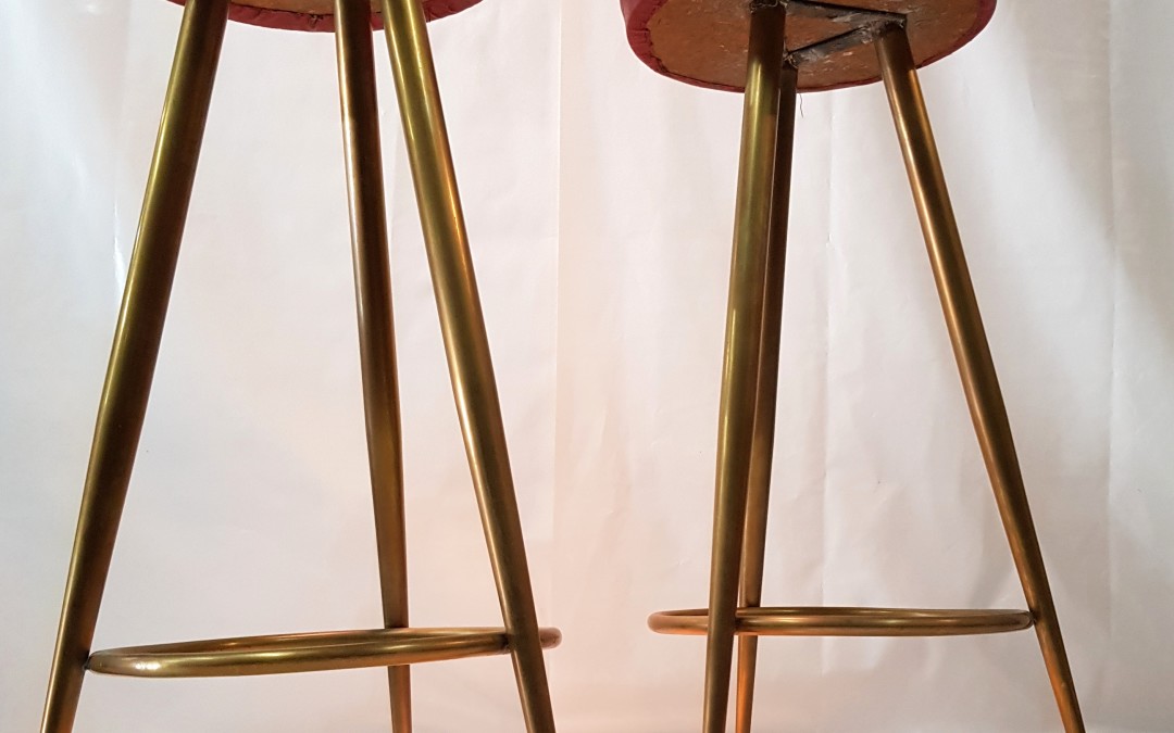 Sgabelli in ottone,stools brass,gamba a spillo,anni ’50,design Gio Ponti Italia