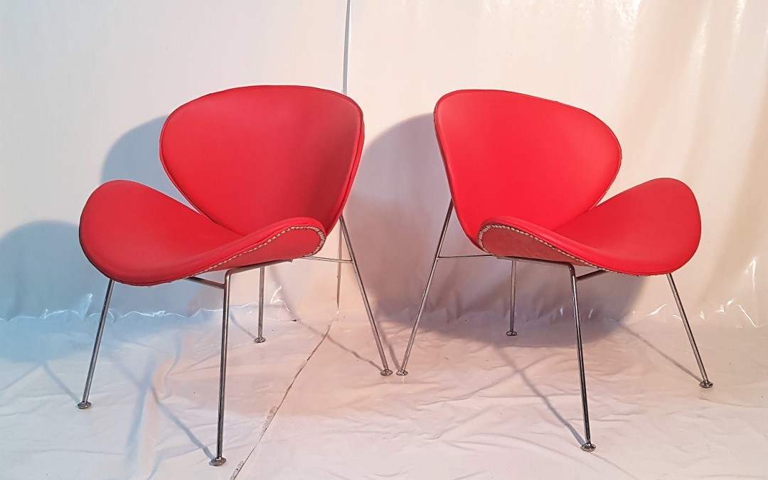 Coppia di sedie anni 50 in metallo cromato