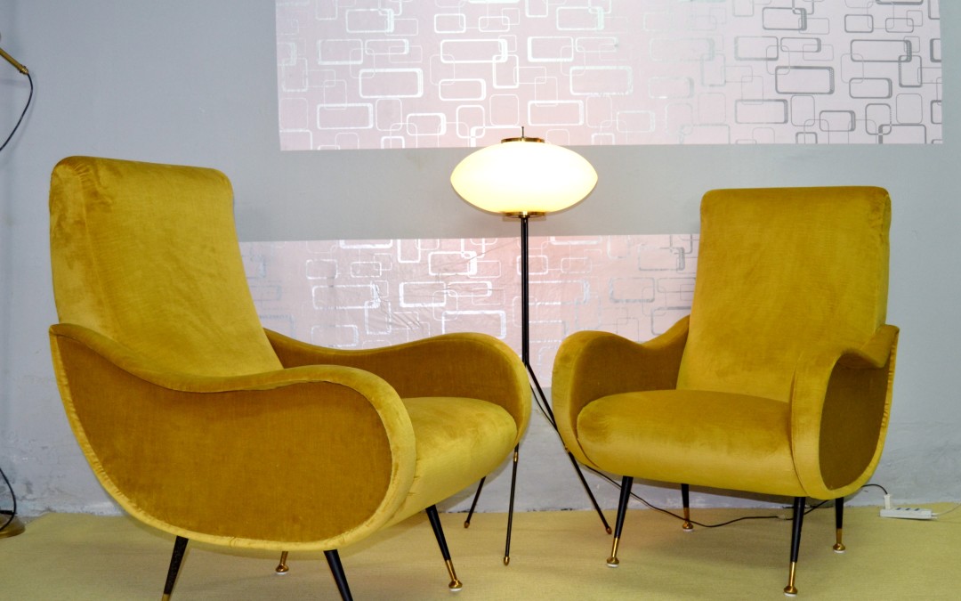 Poltrone Armchairs chair In Velluto Anni ’50 design Nello Stile Lady Di Zanuso