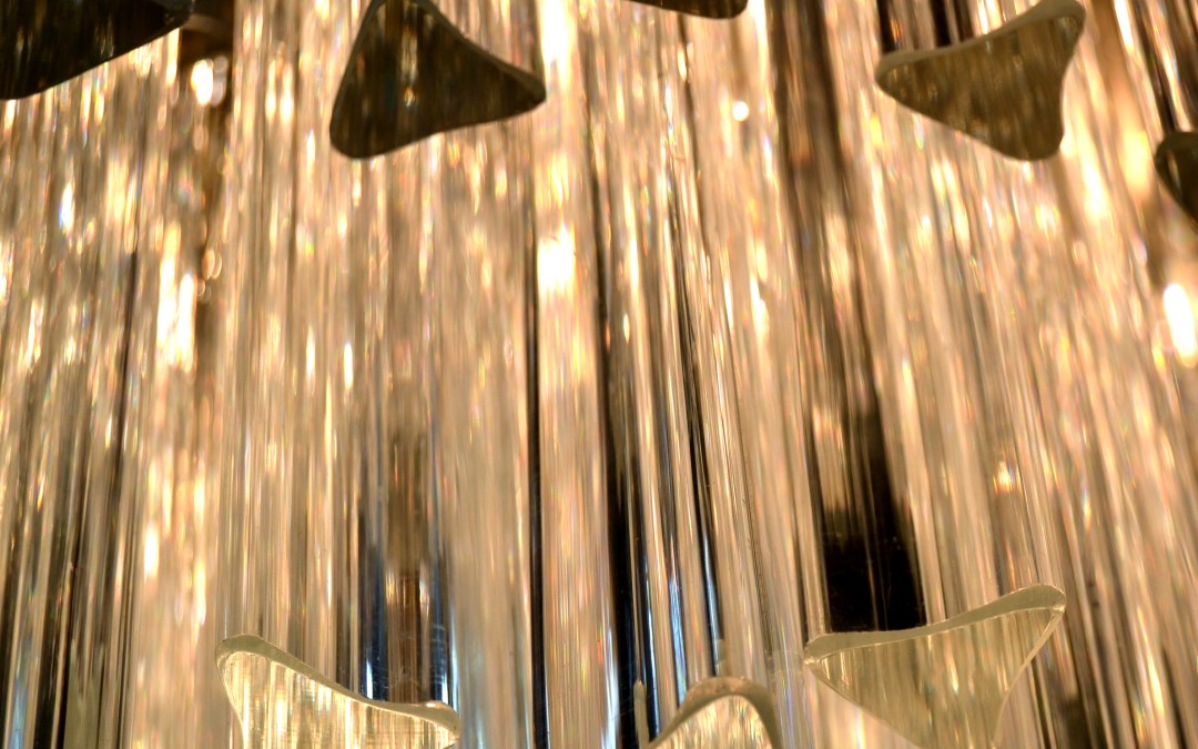 Lampadario chandelier,design anni 60 Venini murano triedri trilobi mid century