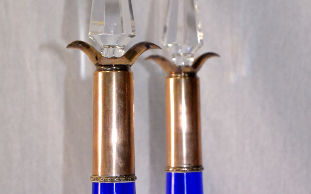 Rara coppia di decanters  in cristallo di Baccarat e Argento  epoca 1920
