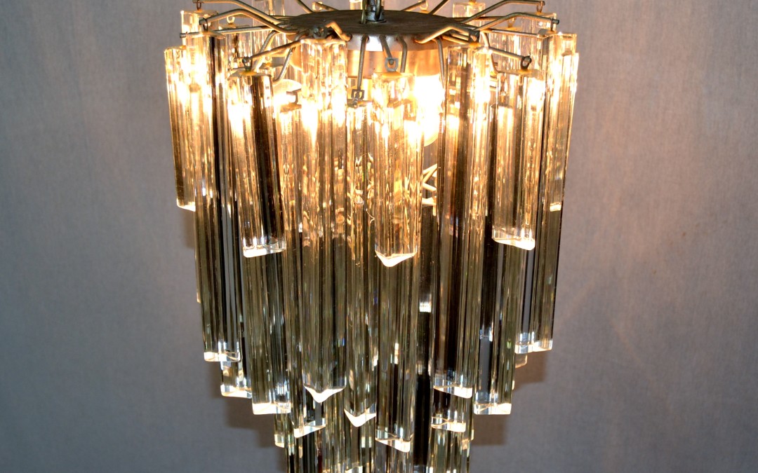 Lampadario chandelier,design anni 60 Venini murano triedri trilobi mid century