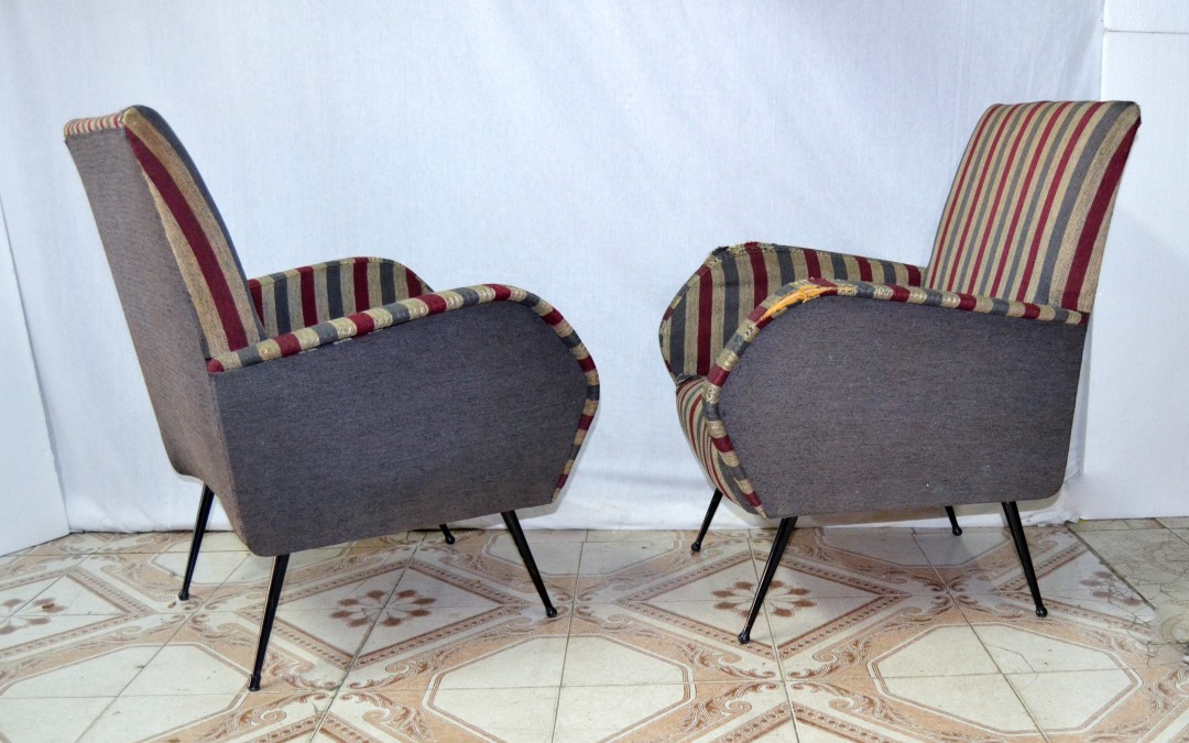 Coppia Poltrone armchairs anni 60 design style Gio Ponti modernariato.