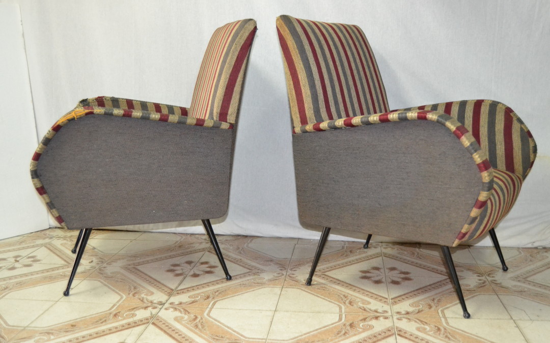 Coppia Poltrone armchairs anni 60 design style Gio Ponti modernariato.