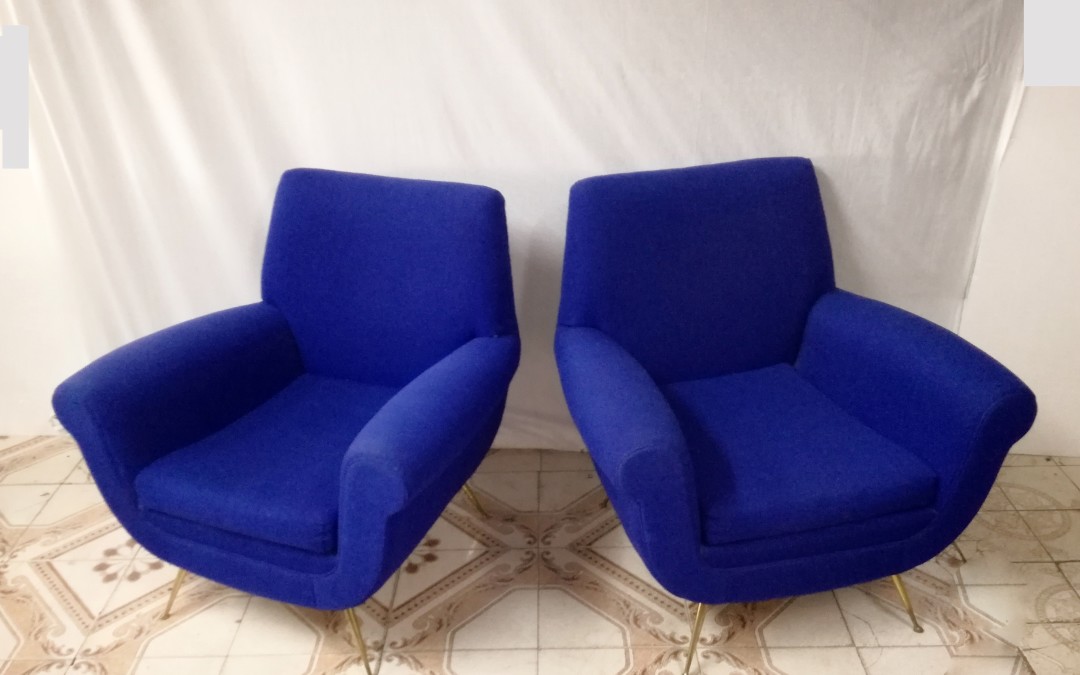 Coppia poltrone armchairs Sofa' design Gigi Radice per Minotti anni 50