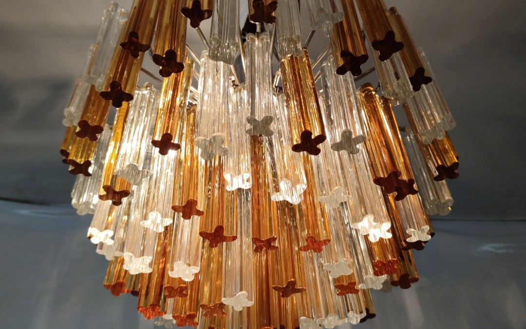 _1Lampadario chandelier lamp design Venini prismi in vetro quadrilobi anni 60
